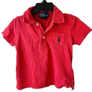 Polo Ralph Lauren Baby Boy Red Short Sleeve Polo Shirt 12M Cotton Preppy